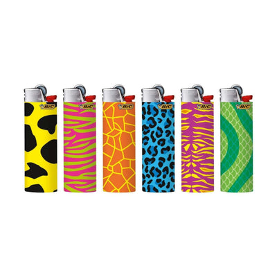 Accendini Mini BIC J25 Neon Skin Hashtag 50pz con grafiche vivaci e messaggi digitali