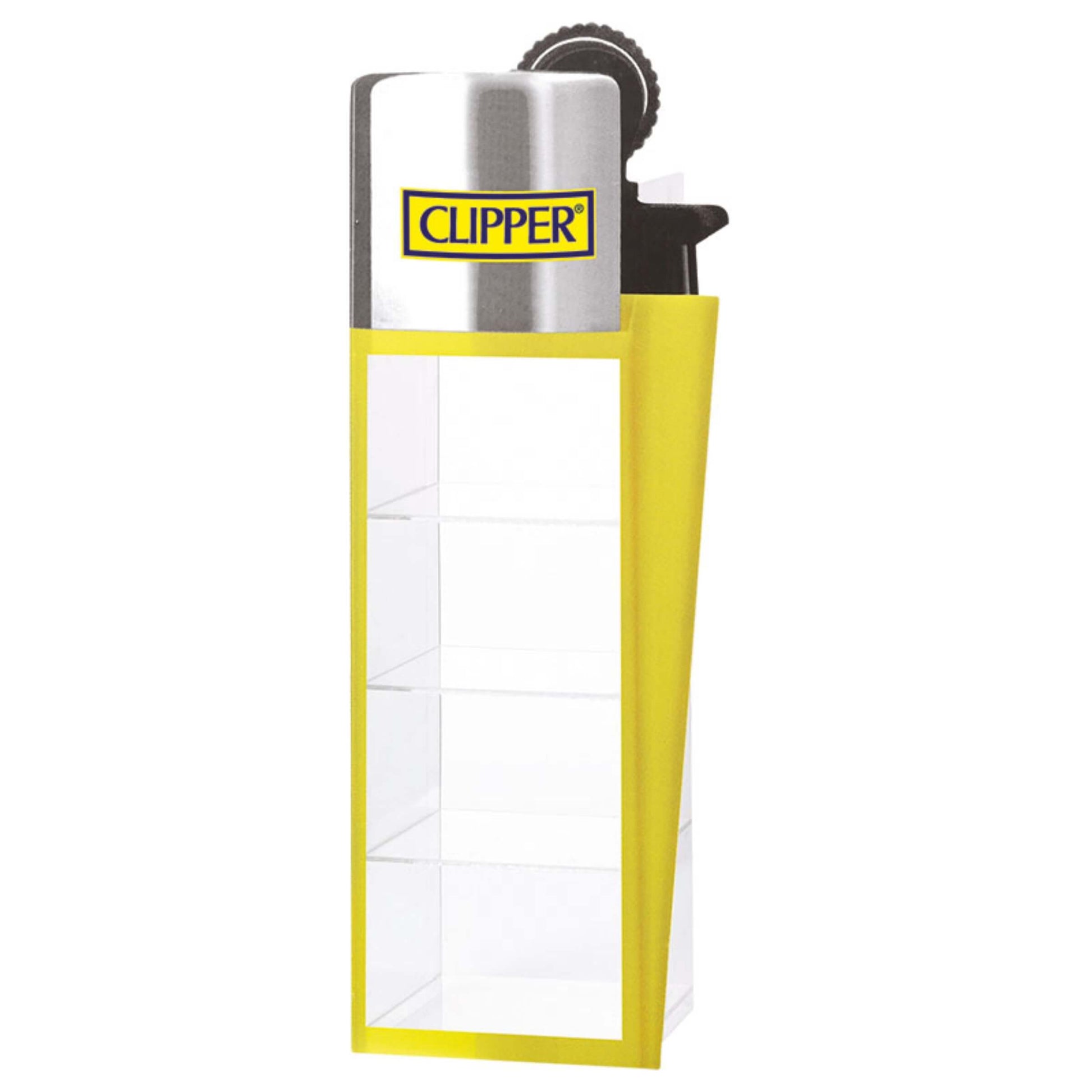 Espositore Clipper 5 piani Shape Giallo a forma di accendino in plastica resistente
