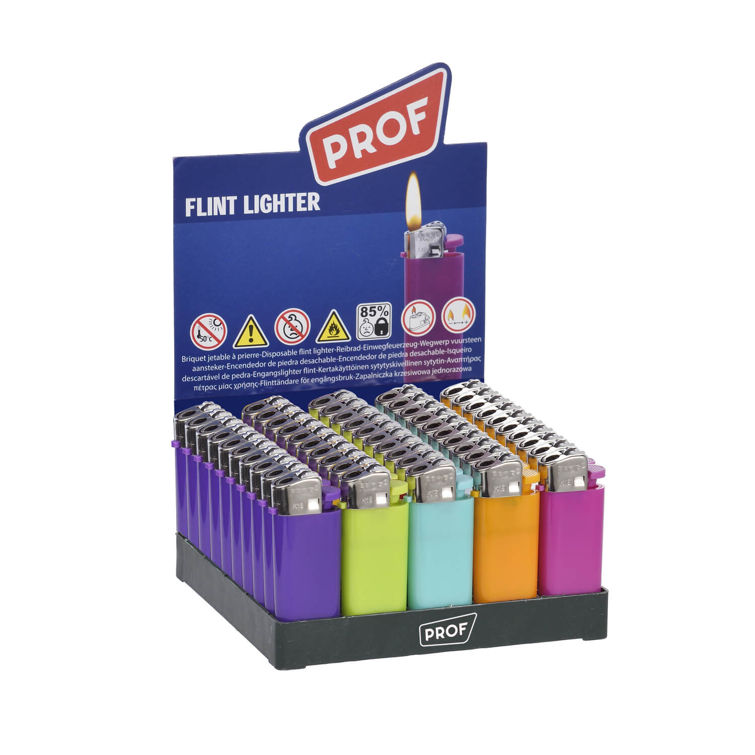 Accendini Pietrina Prof Mini Fashion 50pz con colori vivaci e design alla moda