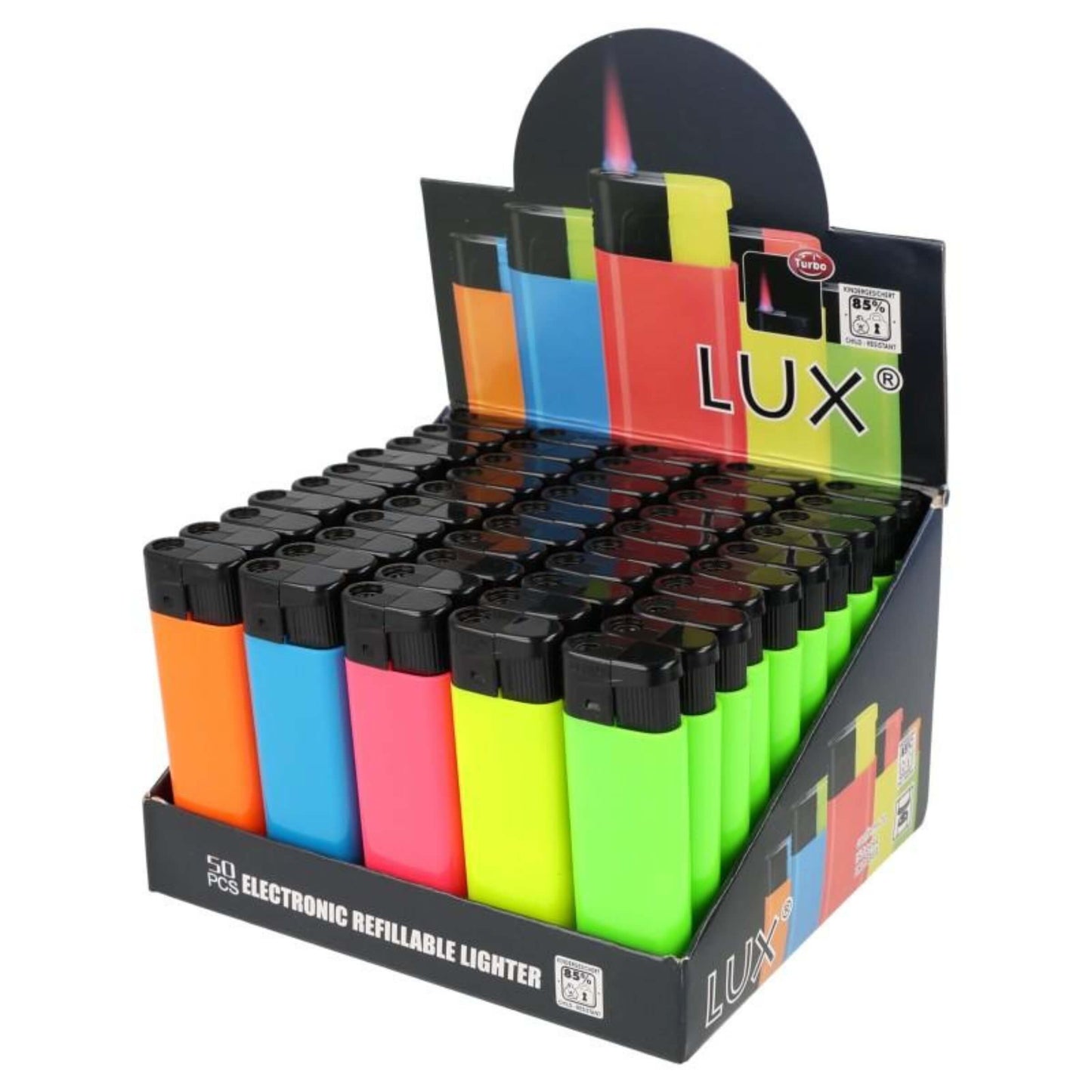 Lux Accendini Turbo Color Ricaricabili Antivento (50PZ) 7487