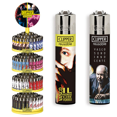 Espositore girevole 192 accendini Clipper Large con grafiche Vasco Rossi per punti vendita