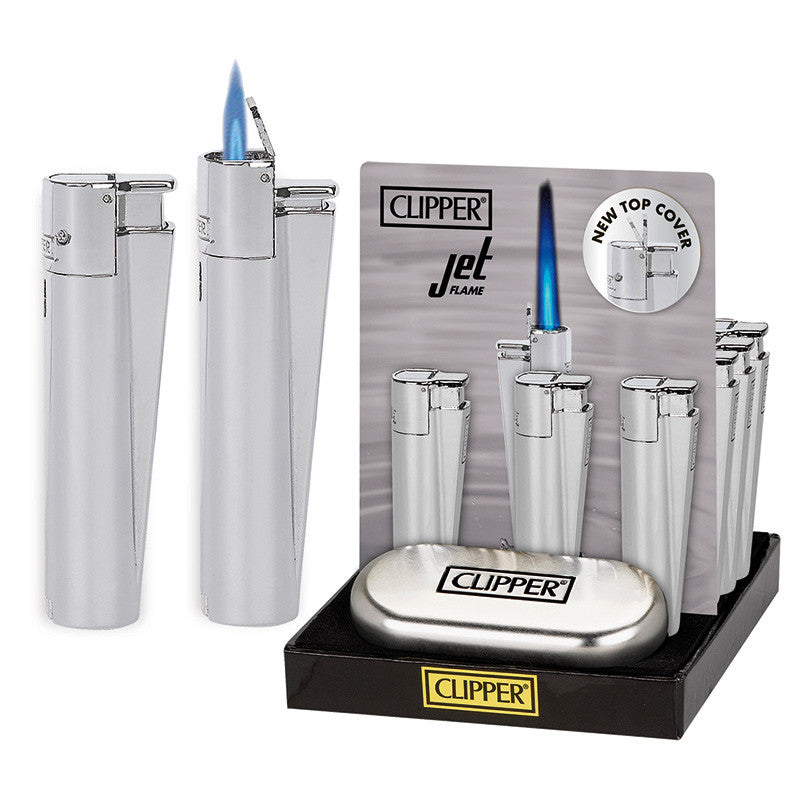 ACCENDINO CLIPPER LARGE METAL ARGENTO JET RF