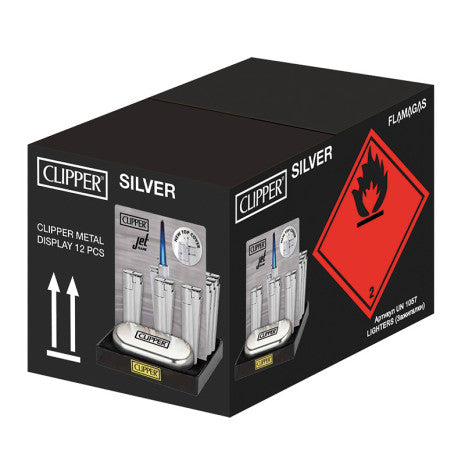ACCENDINO CLIPPER LARGE METAL ARGENTO JET RF
