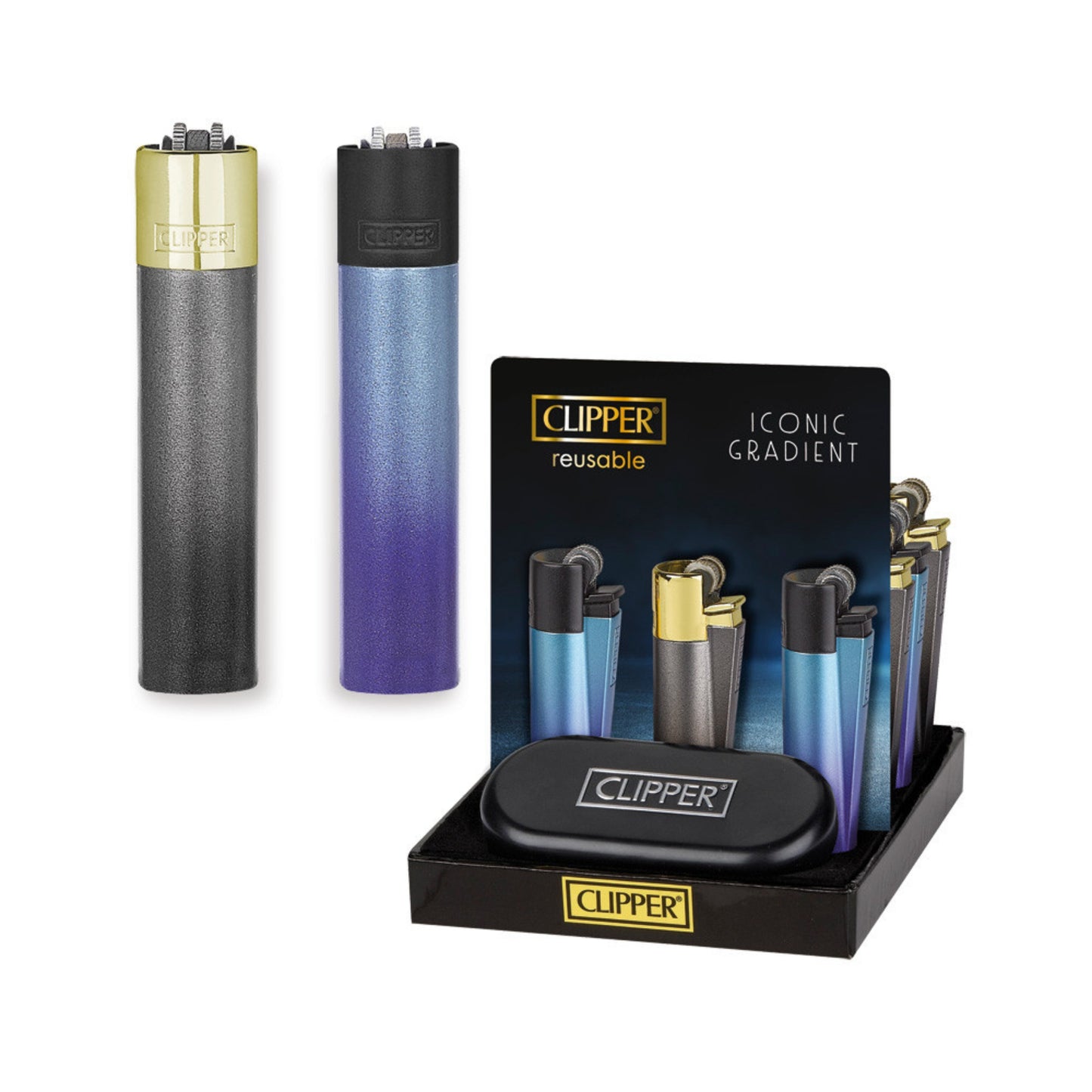 ACCENDINO CLIPPER LARGE PIETRINA METAL ICONIC GRADIENT
