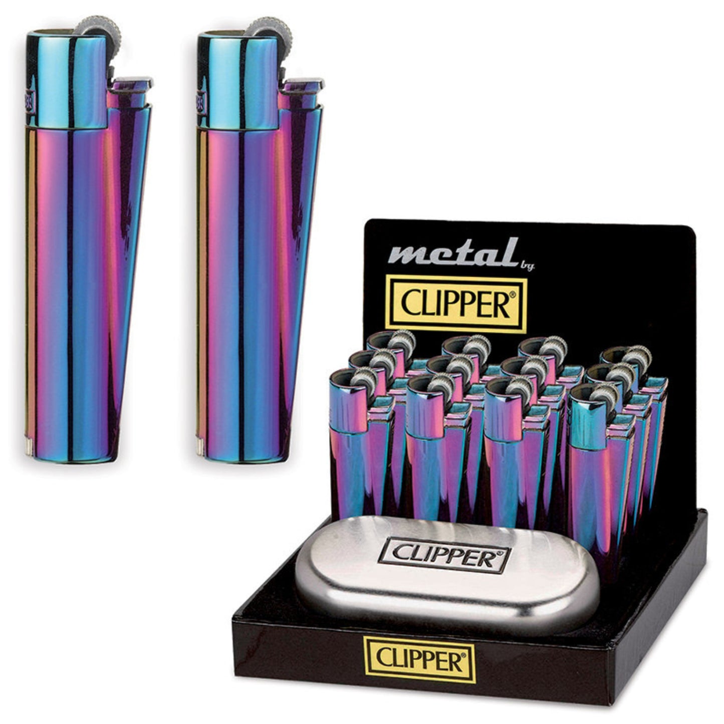 ACCENDINO CLIPPER LARGE PIETRINA METAL ICY