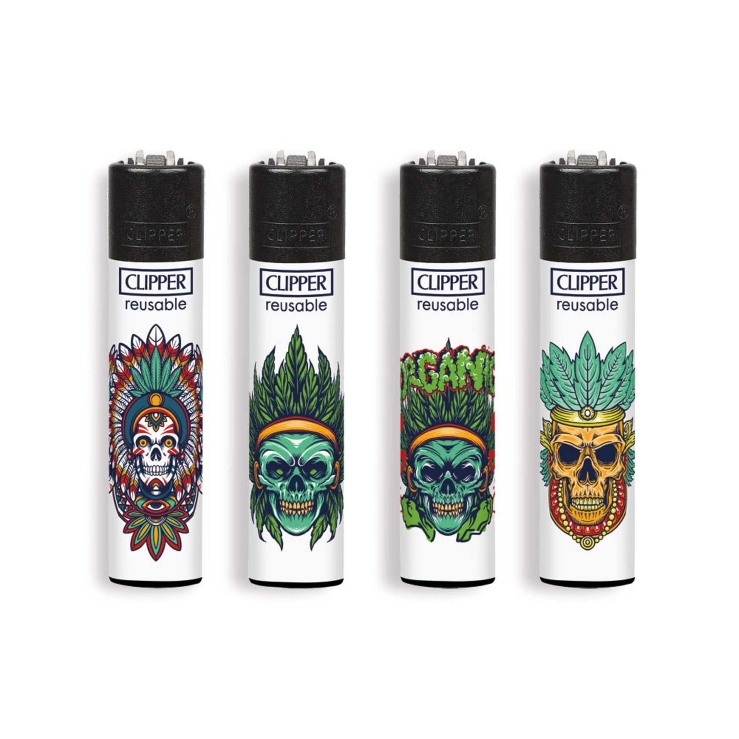Accendini Clipper Large Mex Wee Skulls 48pz con teschi tribali e grafiche cultura messicana
