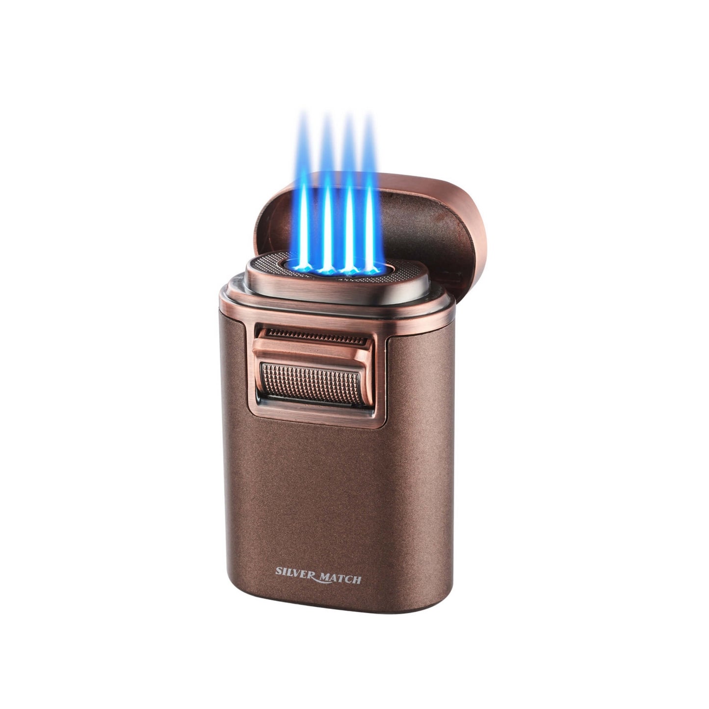 Accendino Silver Match Monaco a quadrupla fiamma jet in metallo bronzo satinato con cigar holder integrato