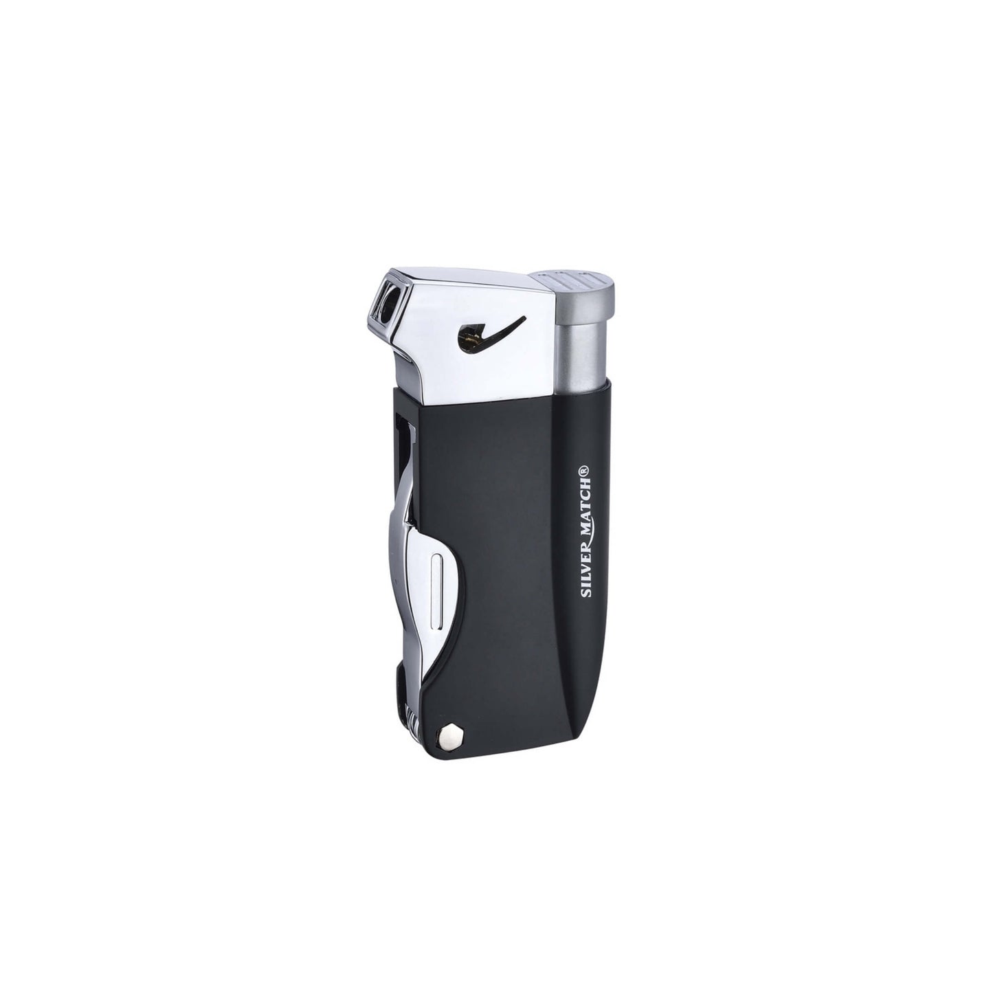 6 Accendini Jet Flame per Pipa Budapest con Utensili Integrati Silver Match