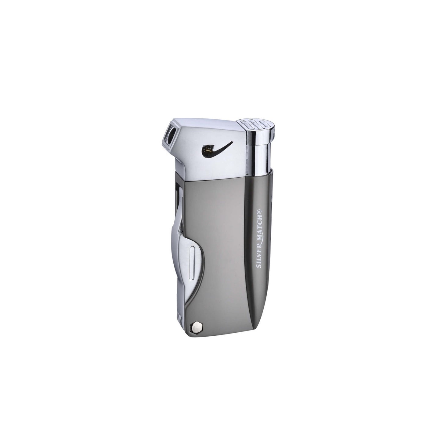 6 Accendini Jet Flame per Pipa Budapest con Utensili Integrati Silver Match