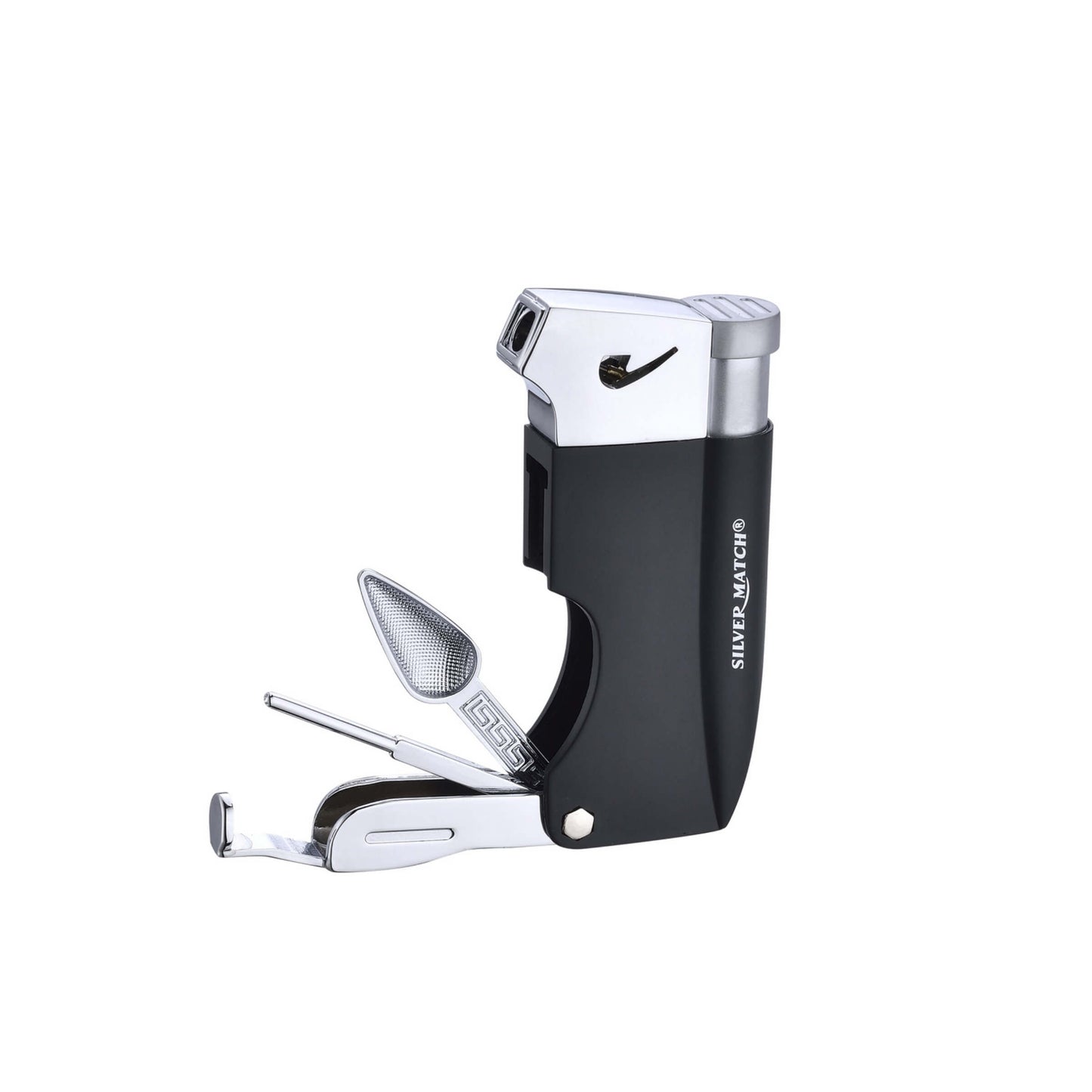 6 Accendini Jet Flame per Pipa Budapest con Utensili Integrati Silver Match