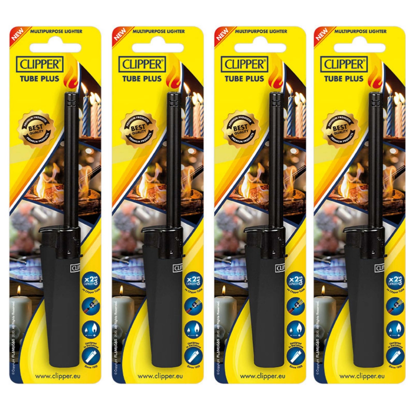 Accendigas Lungo Clipper Tube Soft Touch Black formato lungo finitura soft touch nera