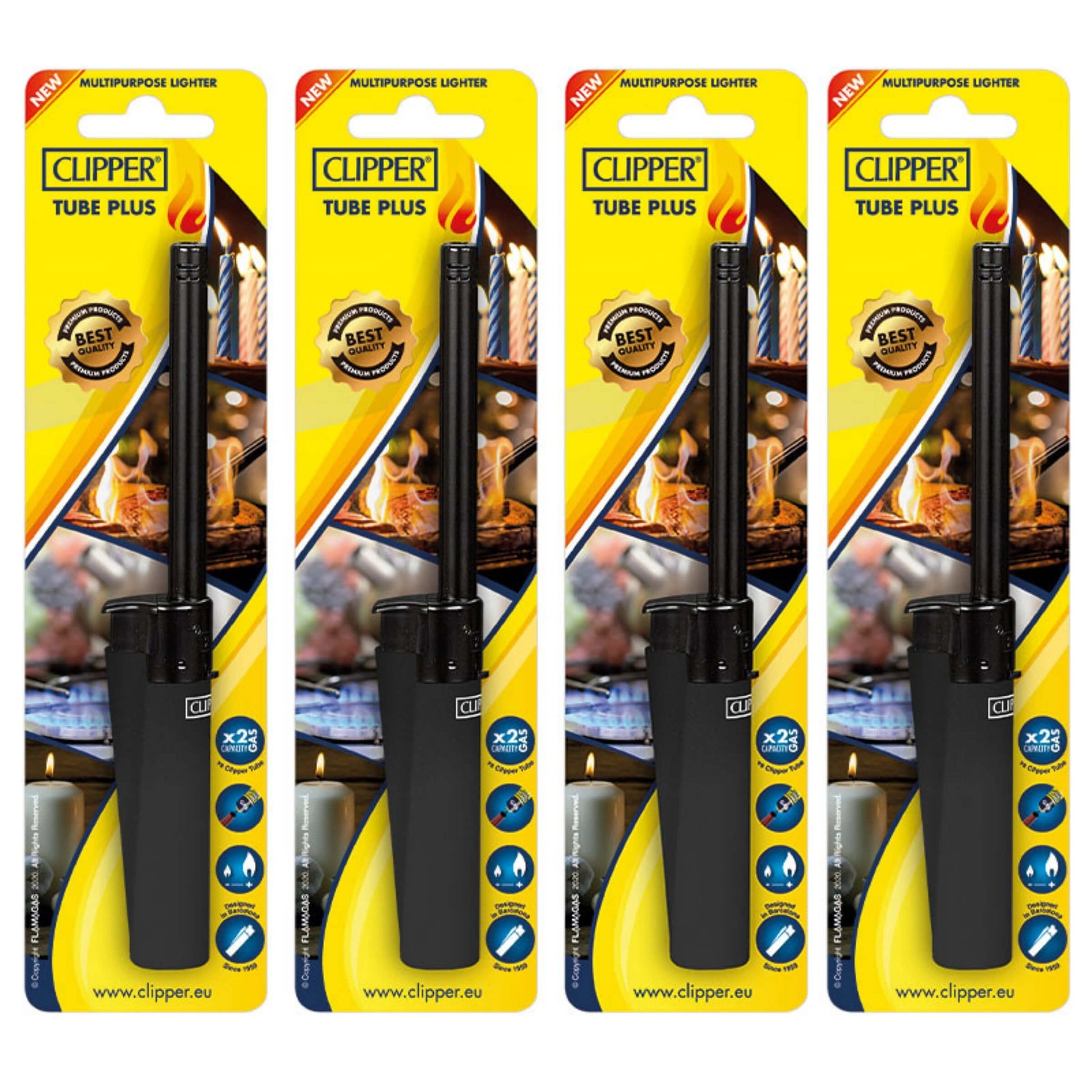 Accendigas Lungo Clipper Tube Soft Touch Black formato lungo finitura soft touch nera