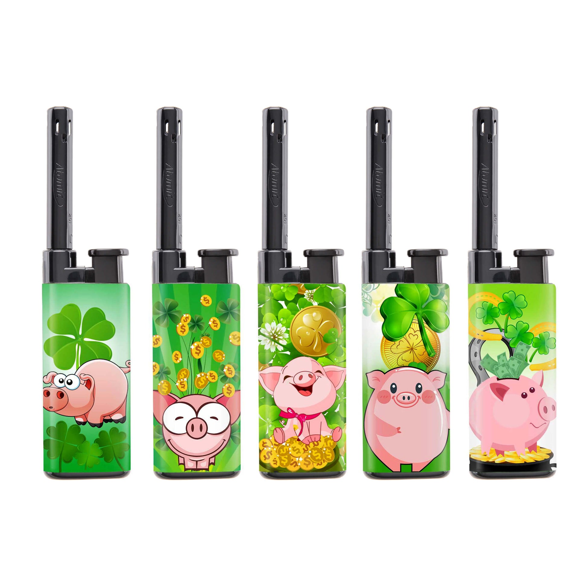 Accendigas Atomic BBQ Lucky Pig confezione da 25 pezzi con grafica maialino portafortuna