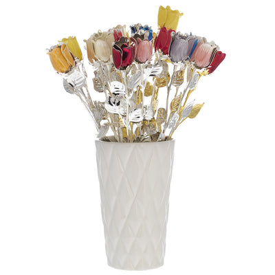 Bagutta Rose Silver Plated Assortite 30 cm con Vaso Espositore 19 pezzi