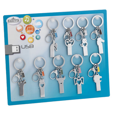 Bagutta Portachiavi con Memoria USB 8 GB Assortiti con Espositore 9 pezzi