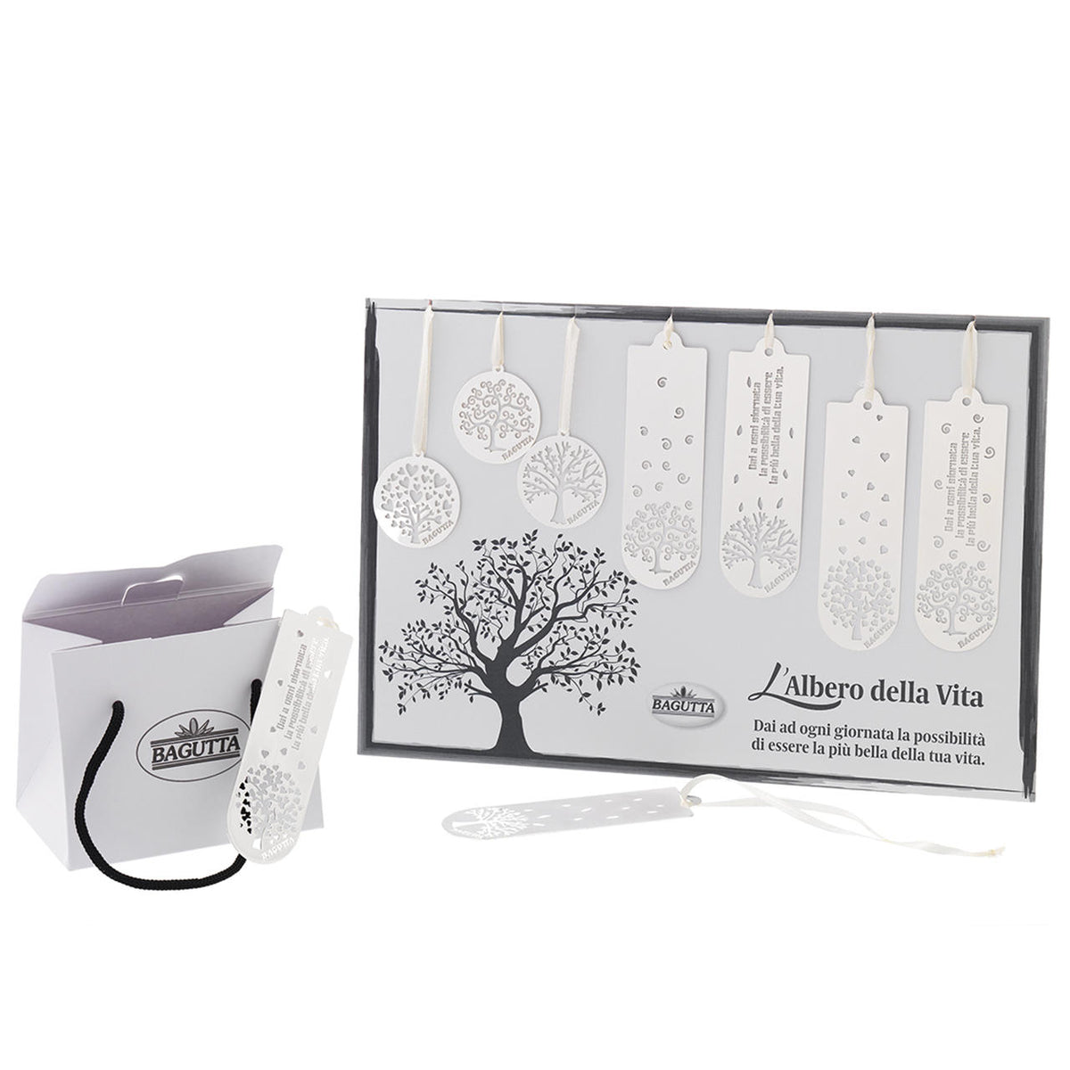 Bagutta Segnalibri Silver Plated Albero della Vita Assortiti 9 pezzi con Espositore