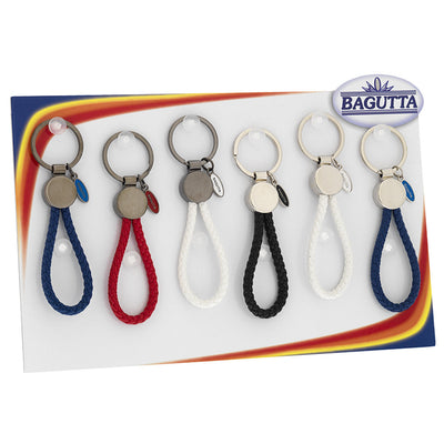 Bagutta Portachiavi con Medaglione Tondo e Cordone Assortiti 16 pezzi con Espositore