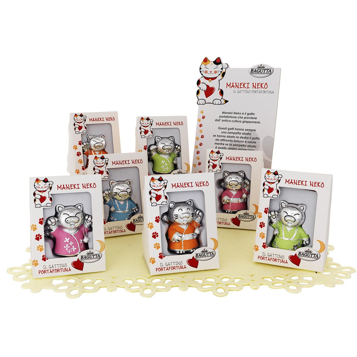 Bagutta Maneki Neko Gatti Portafortuna Espositore 12 pezzi 45x30 cm