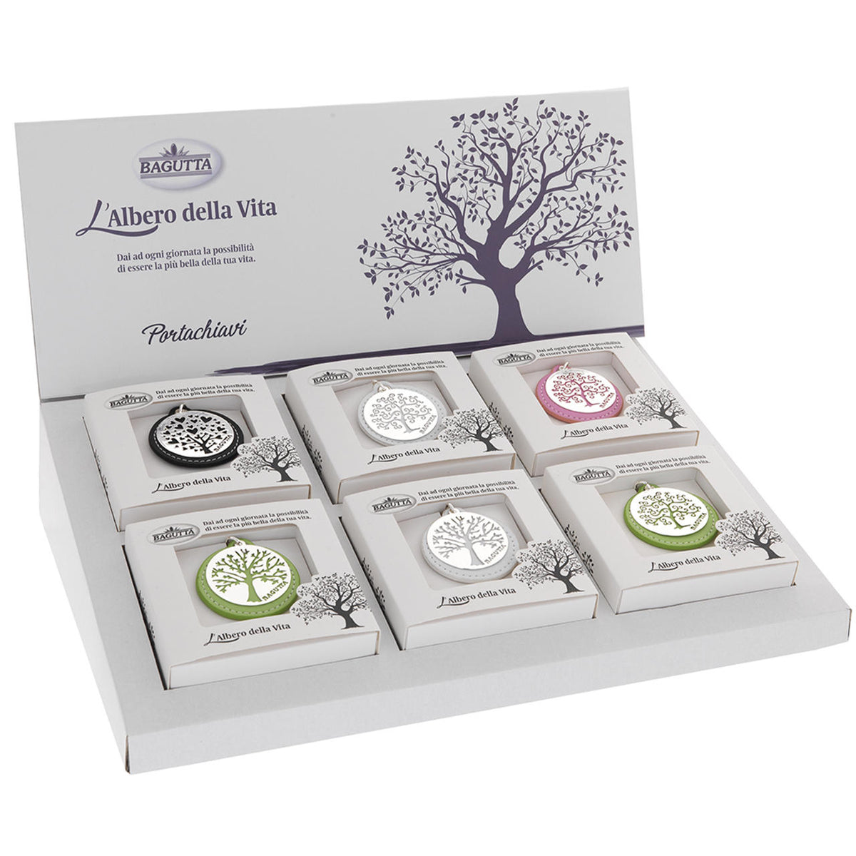 Bagutta Portachiavi Albero della Vita Assortiti 12 pezzi con Espositore