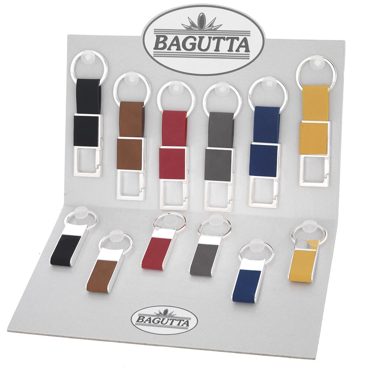 Bagutta Portachiavi Finitura Silver con Inserti Colorati Assortiti 12 pezzi con Espositore
