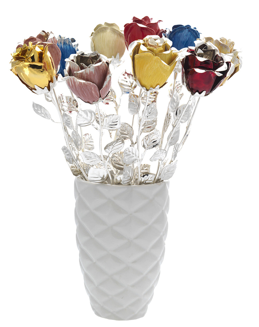 Bagutta Rose Silver Plated Assortite 33 cm con Vaso Espositore 12 pezzi