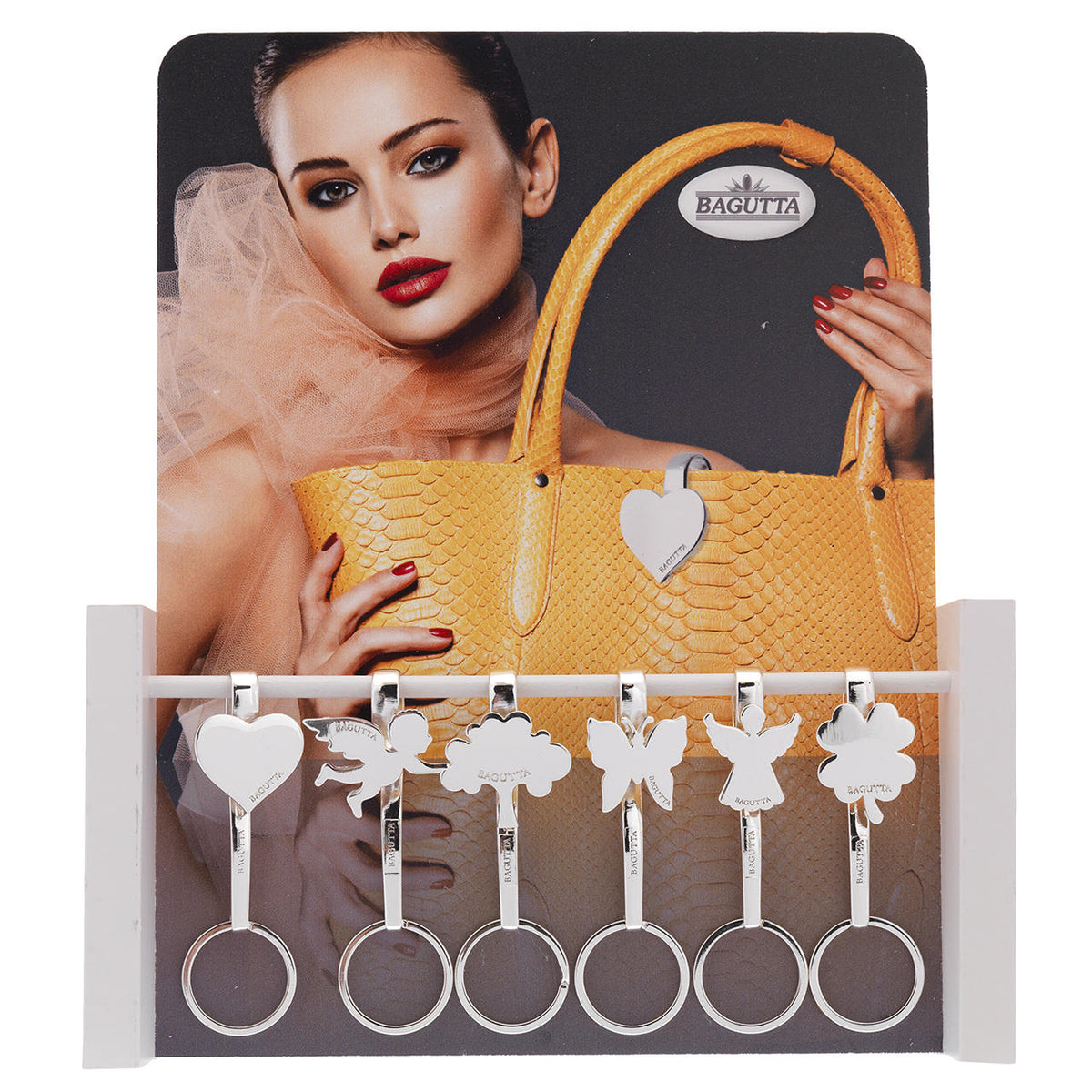 Bagutta Ganci per Borsa e Portachiavi Silver Plated Assortiti 12 pezzi con Espositore