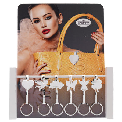 Bagutta Ganci per Borsa e Portachiavi Silver Plated Assortiti 12 pezzi con Espositore