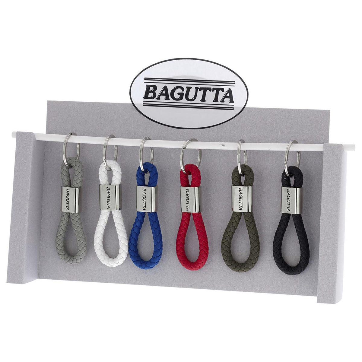 Bagutta Portachiavi con Cordone Intrecciato Assortiti 12 pezzi con Espositore