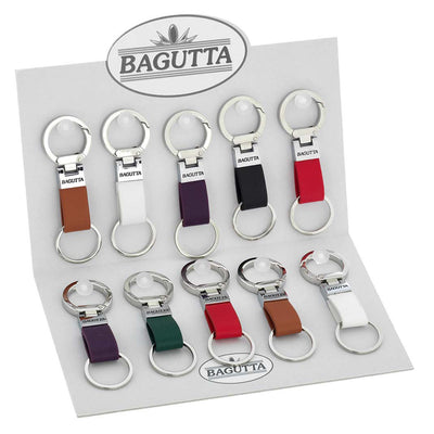 Bagutta Portachiavi Doppio Anello in Similpelle Assortiti 12 pezzi con Espositore