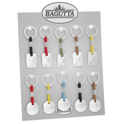 Bagutta Portachiavi Silver Plated con Targhetta e Cordino in Silicone Assortiti 12 pezzi con Espositore