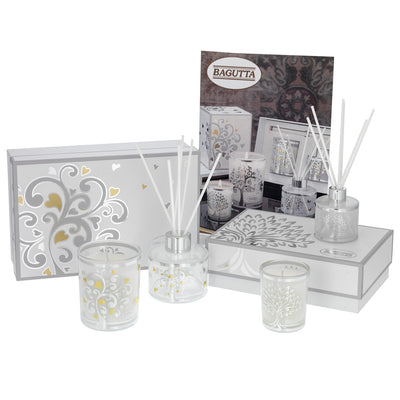 Bagutta Silver Flames Set Diffusore e Candela Vaniglia Noir Assortiti 8 pezzi con Espositore