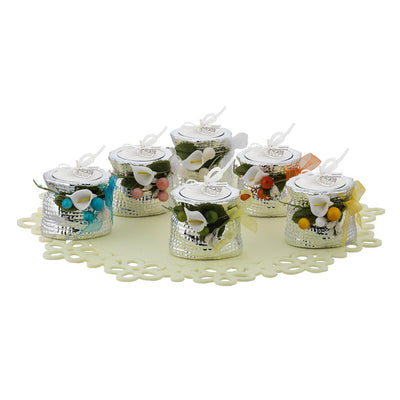 Bagutta Display Portacandela Minisacco Argentati con Tealight e Panno 12 pezzi