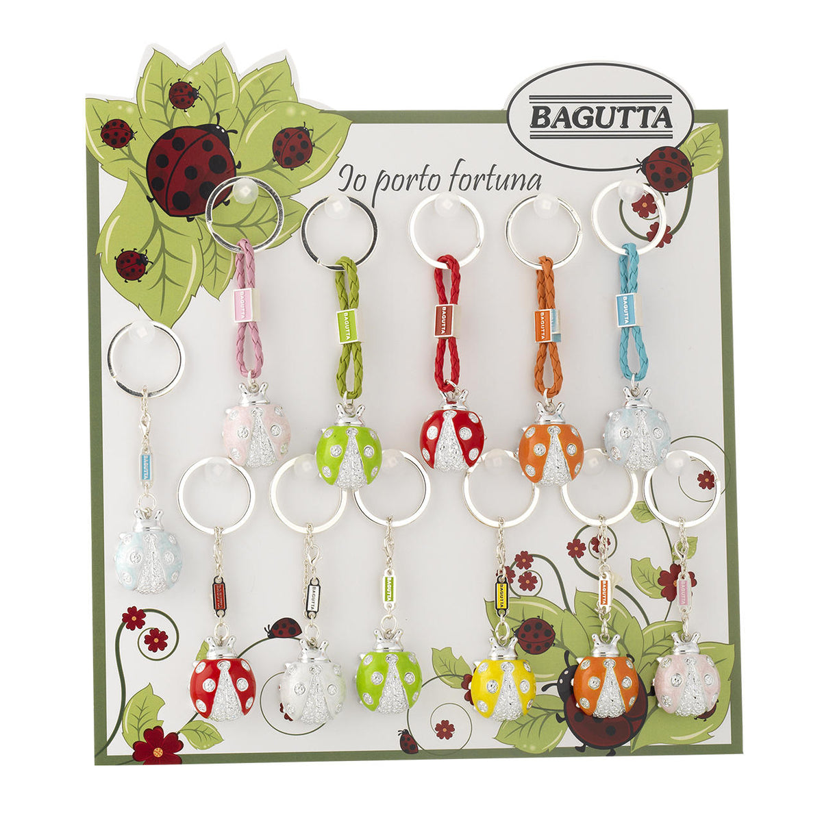 Bagutta Portachiavi Coccinella Silver Plated Assortiti 14 pezzi con Espositore