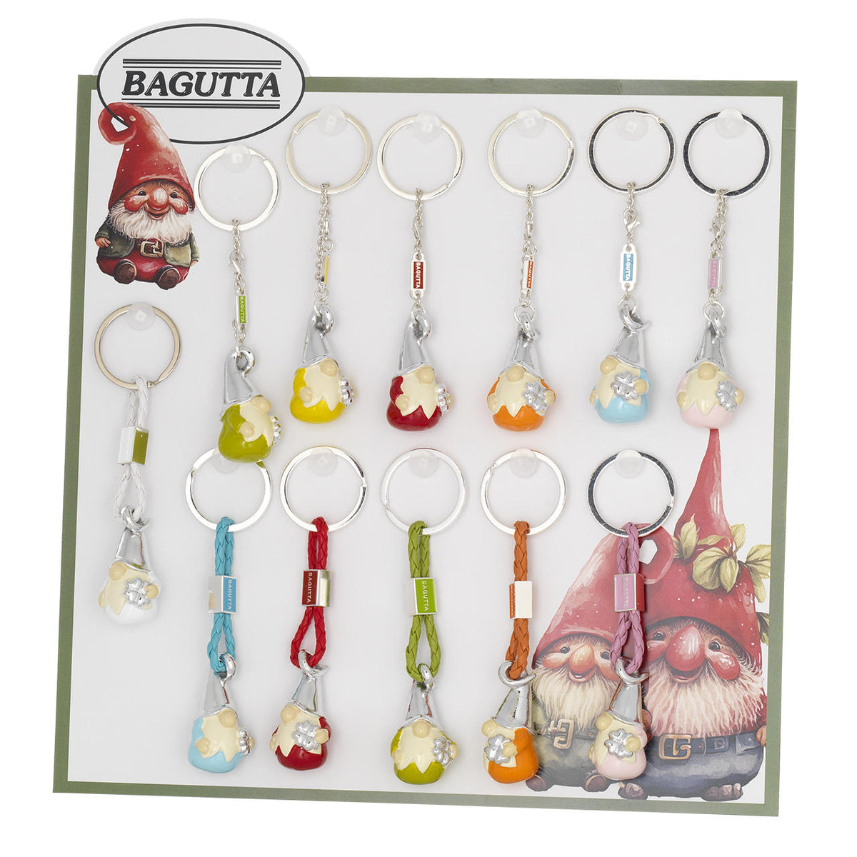 Bagutta Portachiavi Gnomo Silver Plated Assortiti 14 pezzi con Espositore