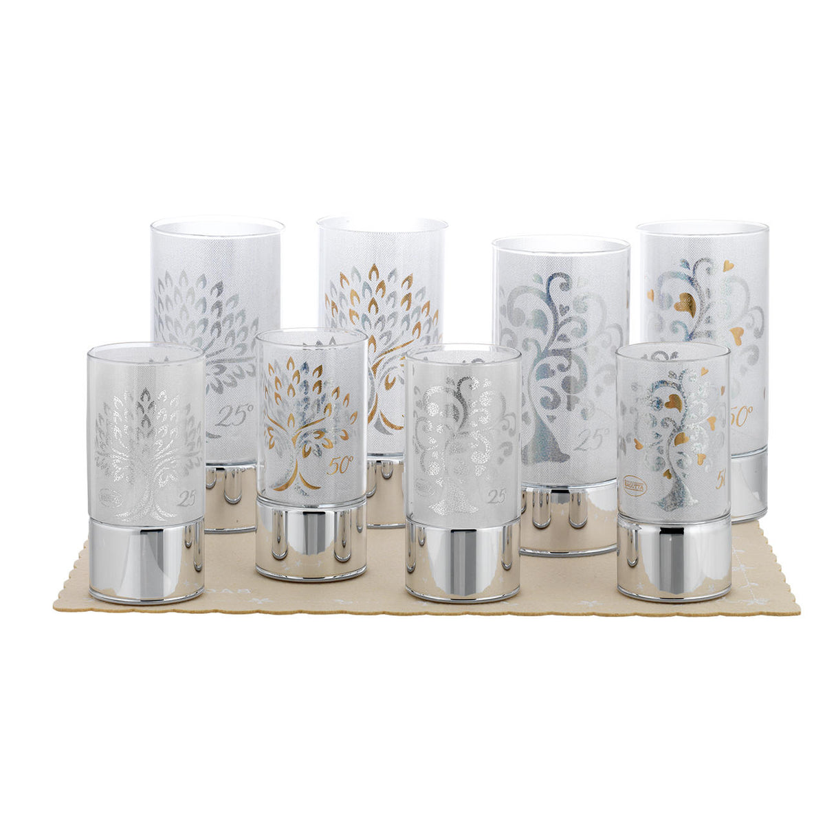 Bagutta Lampade LED 25° e 50° Anniversario 7x15-20 cm 8 pezzi con Espositore e Panno