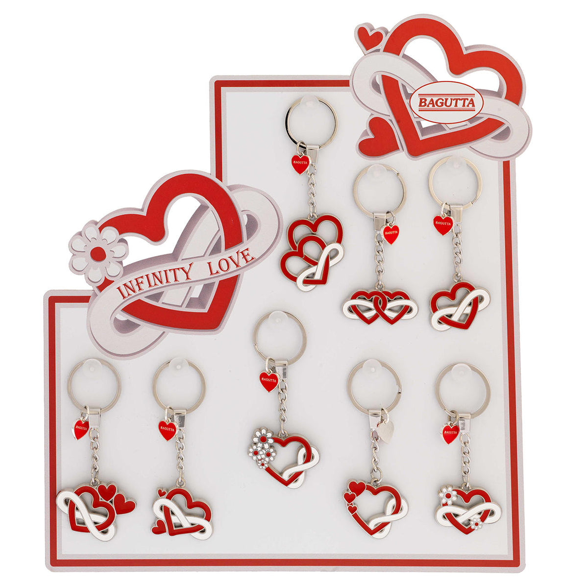 Bagutta Infinity Love Portachiavi Cuori Assortiti 16 pezzi con Espositore