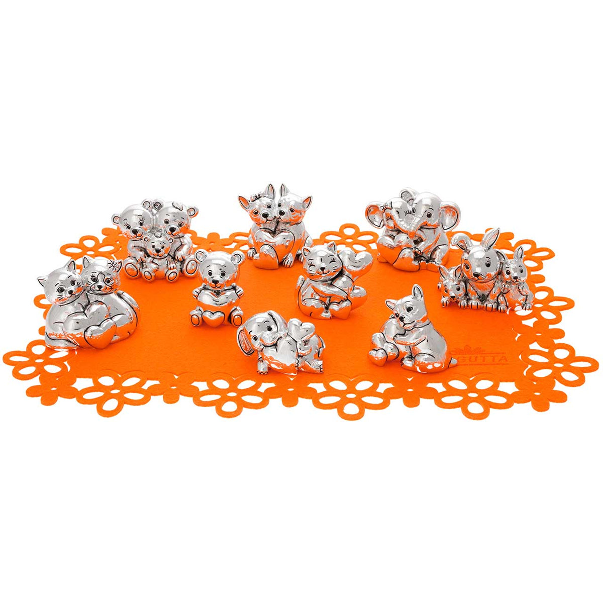 Bagutta I Teneroni Statuine Argentate con Cuori Assortite 18 pezzi