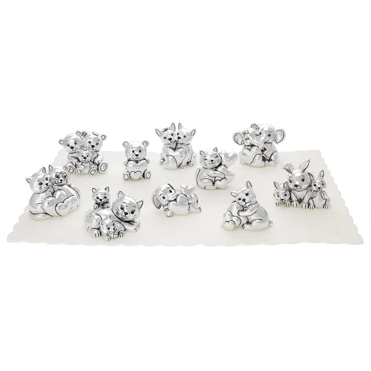 Bagutta I Teneroni Statuine Argentate con Cuori Assortite 18 pezzi