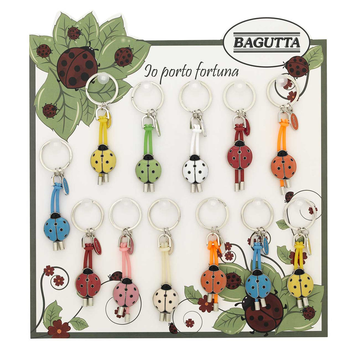Bagutta Portachiavi Coccinella Silver Plated Colori Assortiti 16 pezzi con Espositore