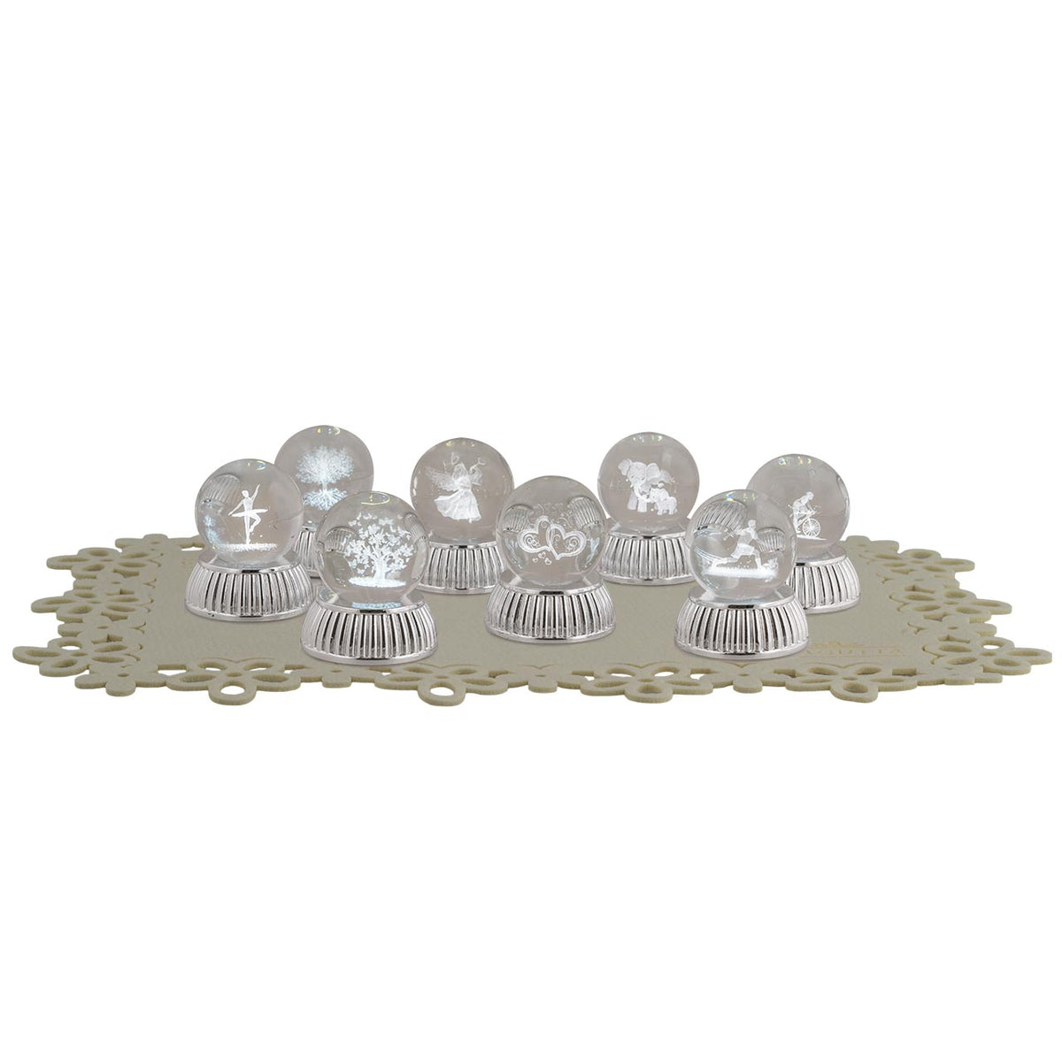 Bagutta Sfere di Cristallo LED con Base Argentata Espositore Assortito 24 pezzi