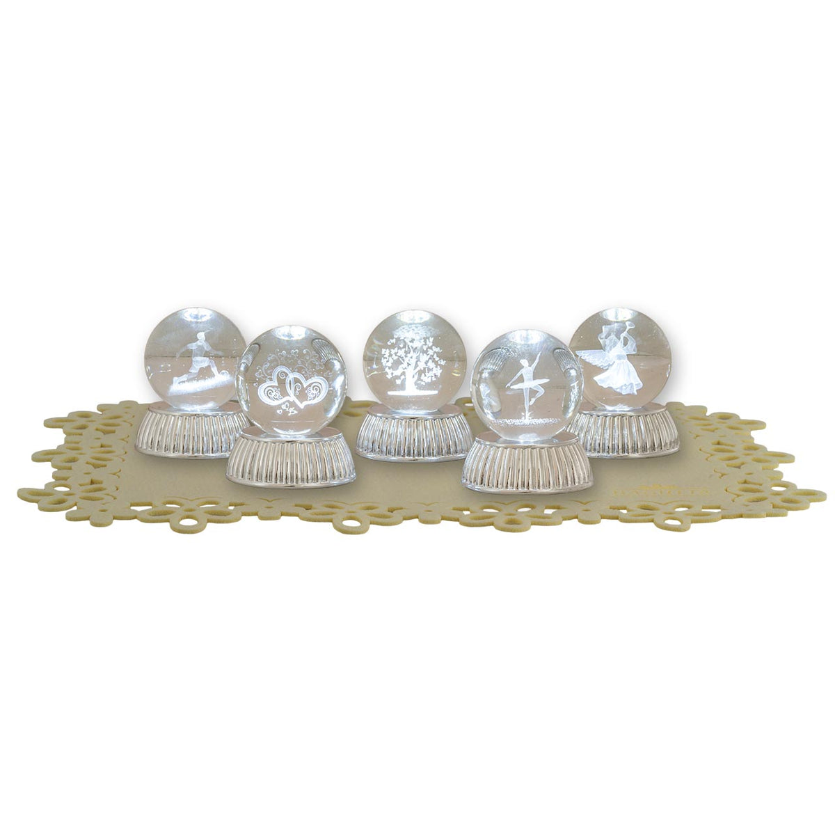 Bagutta Sfere di Cristallo LED con Base Argentata Espositore Assortito 12 pezzi