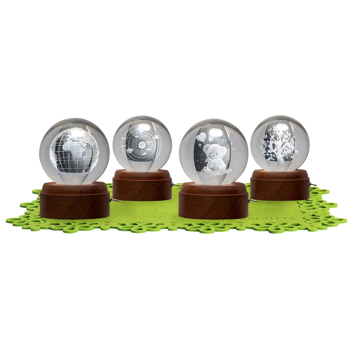 Bagutta Carillon Girevoli con Sfera di Cristallo LED USB Espositore 4 pezzi