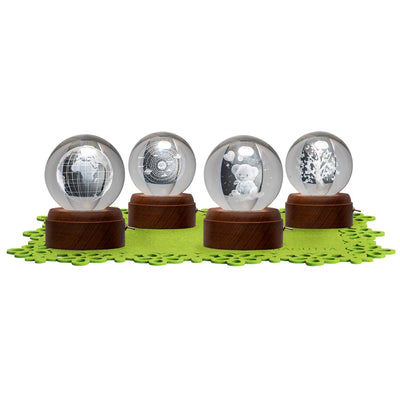 Bagutta Carillon Girevoli con Sfera di Cristallo LED USB Espositore 4 pezzi