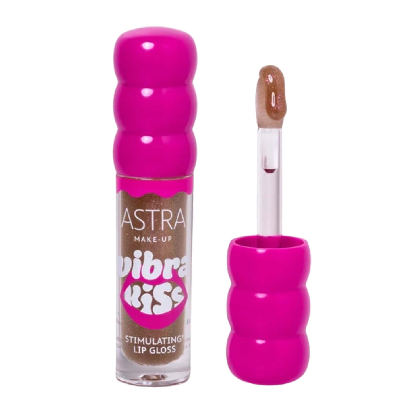 Astra Make-Up Vibrakiss Lip Gloss Vibrante Ultra-Luminoso 04 Slow Burn Ambrato Caldo con Riflessi Rosa 4 ml