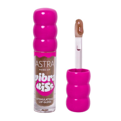 Astra Make-Up Vibrakiss Lip Gloss Vibrante Ultra-Luminoso 04 Slow Burn Ambrato Caldo con Riflessi Rosa 4 ml