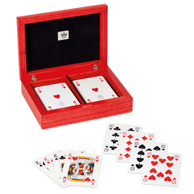 Dal Negro Cofanetto Portacarte in Legno di Frassino Rosso per 2 Mazzi - Carte Non Incluse - 003415