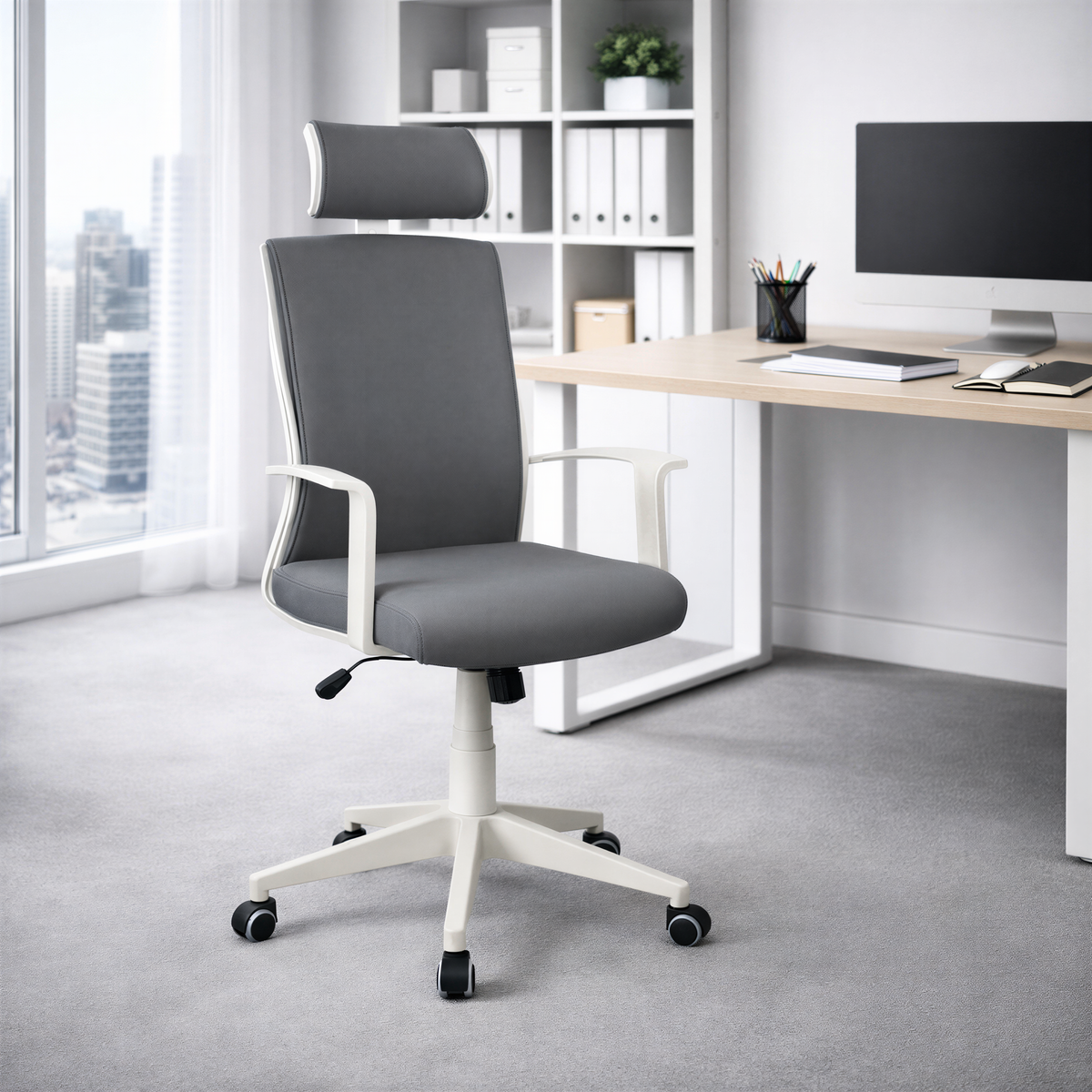 Powerlan Ares Sedia da Ufficio Ergonomica in Rete con Poggiatesta e Supporto Lombare