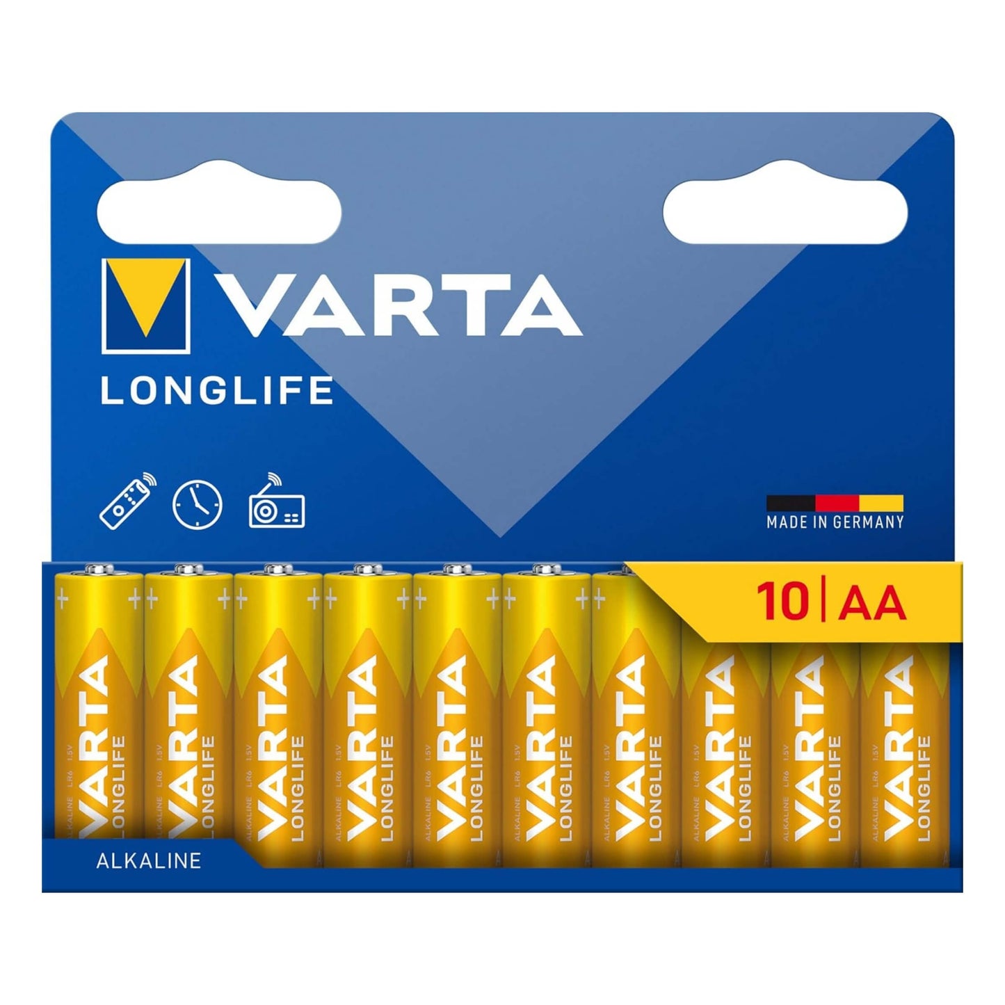 Varta Longlife Pile Alcaline AA LR6 Stilo 1,5 V Blister 10 Pezzi