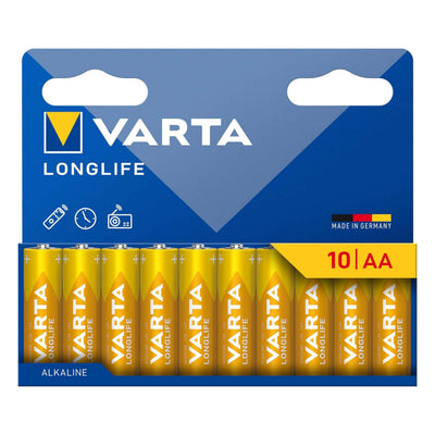Varta Longlife Pile Alcaline AA LR6 Stilo 1,5 V Blister 10 Pezzi