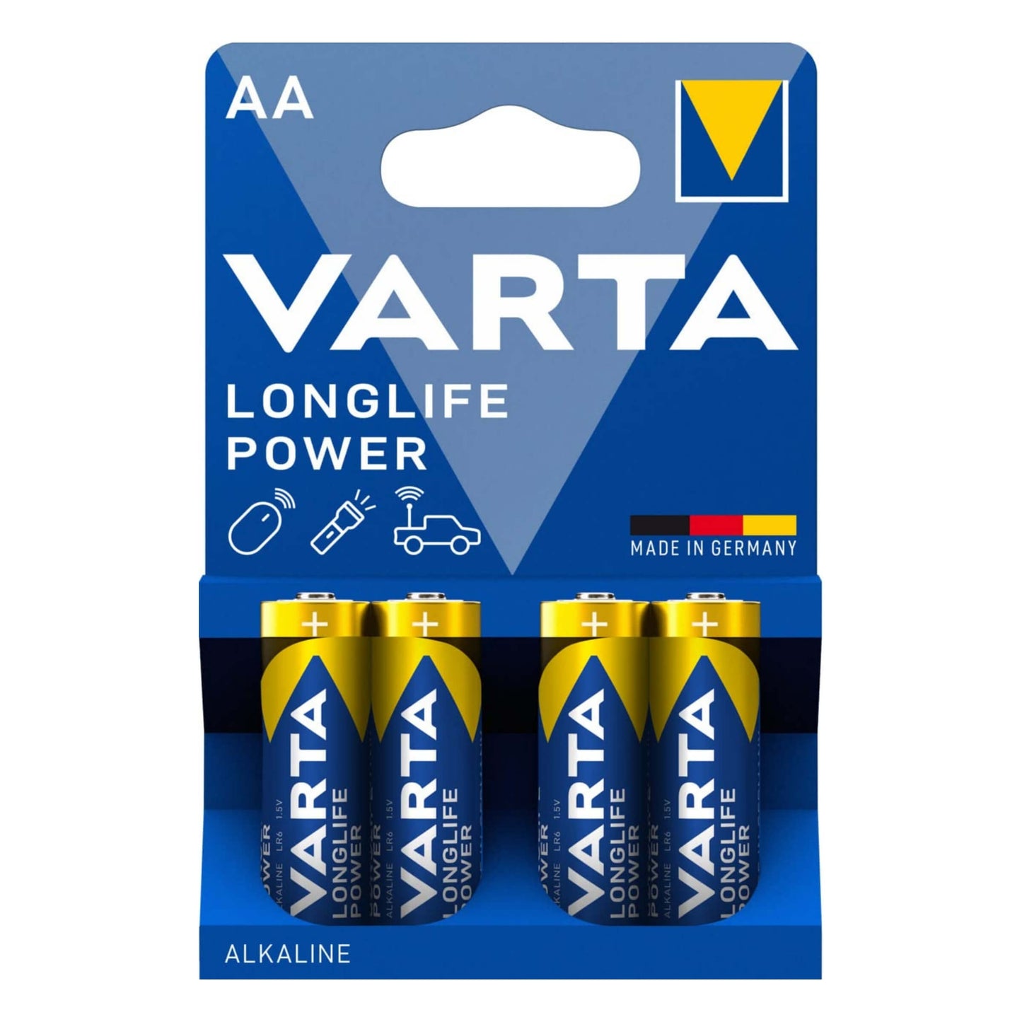 Varta Longlife Power Pile Alcaline AA LR6 Stilo 1,5 V Blister 4 Pezzi